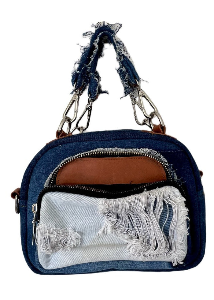 Unique top-handle upcycled denim bag Auckland 5B