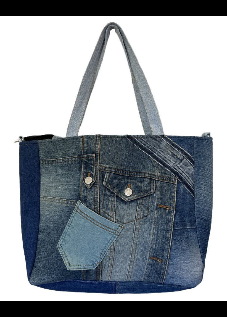 Unique upcycled denim tote bag for ladies online
