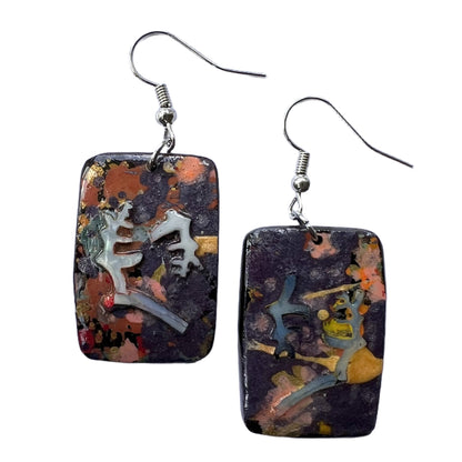 Lacquer earrings made from coconut shell New Zealand ether 03