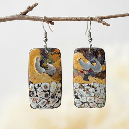Wearable art lacquer earrings online NZ Ether 02