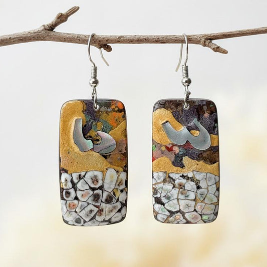 Wearable art lacquer earrings online NZ Ether 02