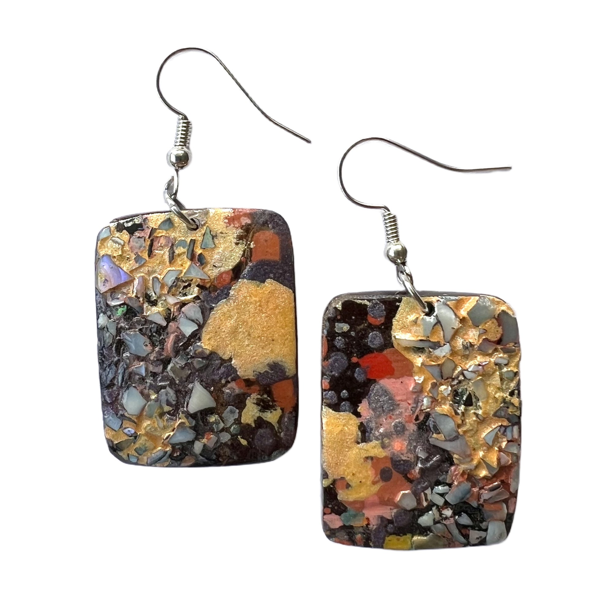 Multi color earrings made by coconut shell NZ ether 04