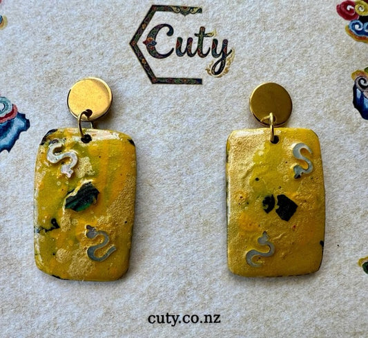 Unique Rectangular drop lacquer earrings style 2 - Auckland