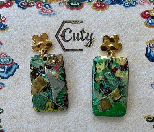 One-of-a-kind lacquer earrings gift for ladies 