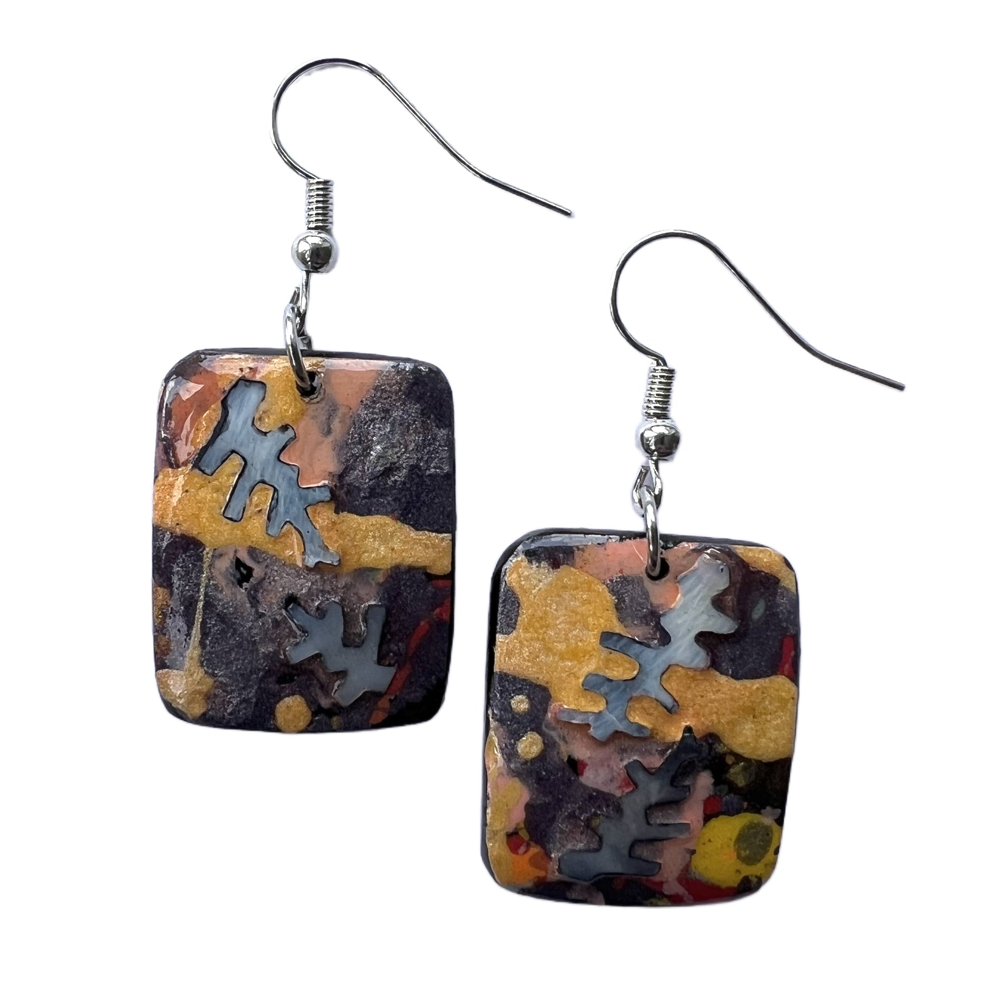 Lightweight lacquer earring in rectangular shape online NZ Aether 06