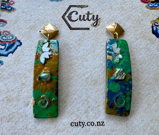 Handmade rectangular lacquer earrings 11