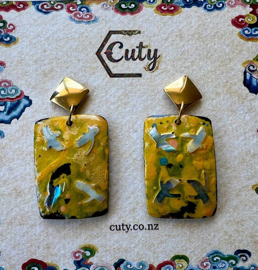 Unique rectangular earrings New Zealand