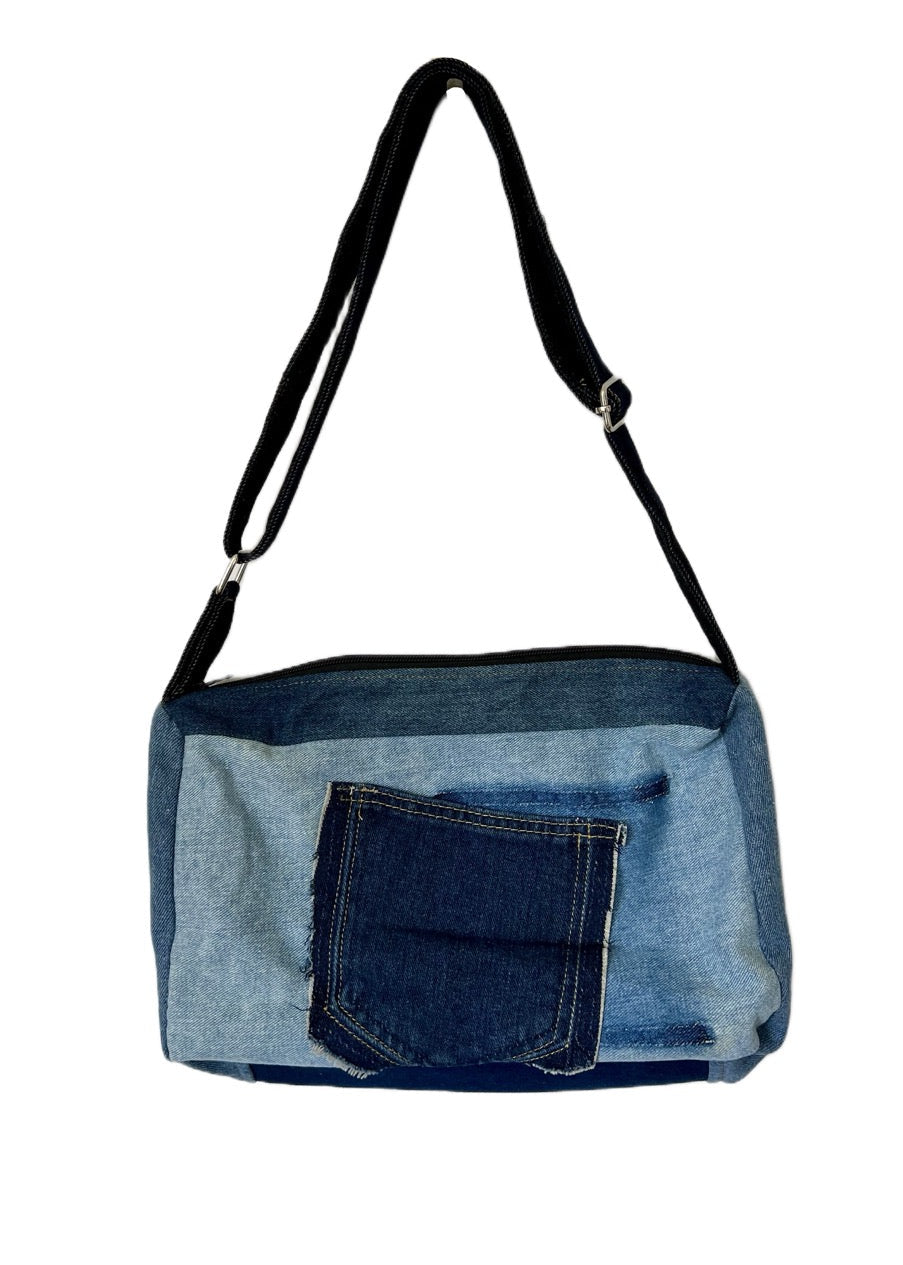 Handmade unisex crossbody upcycled denim bag online New Zealand