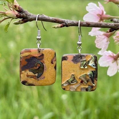 Unique square lacquer earring with seashell NZ online from Cuty