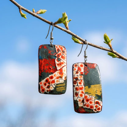 Handcrafted lacquer earrings for woman, unique gift for her or a special piece for yourself.