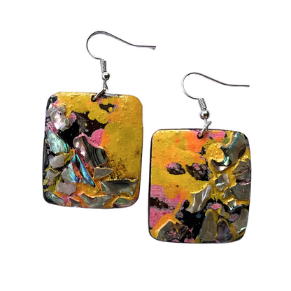 Unique lacquer earrings made from coconut shell, a unique gift for her. Available online in New Zealand