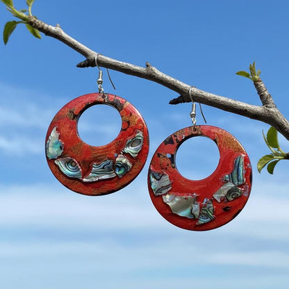 Lightweight earrings made from coconut shell NZ Blaze 01