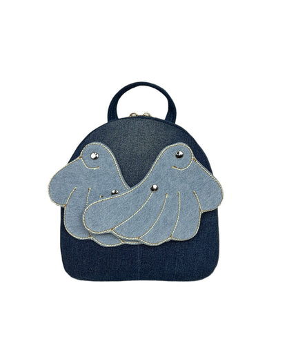 Dark Blue Bird Mini Backpack