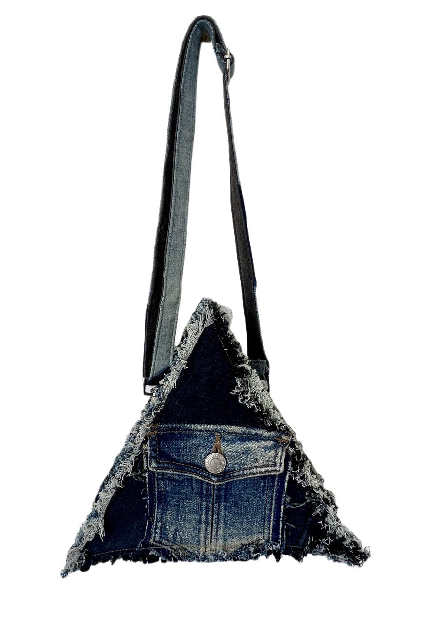Unique handcrafted woman triangle denim bag online NZ