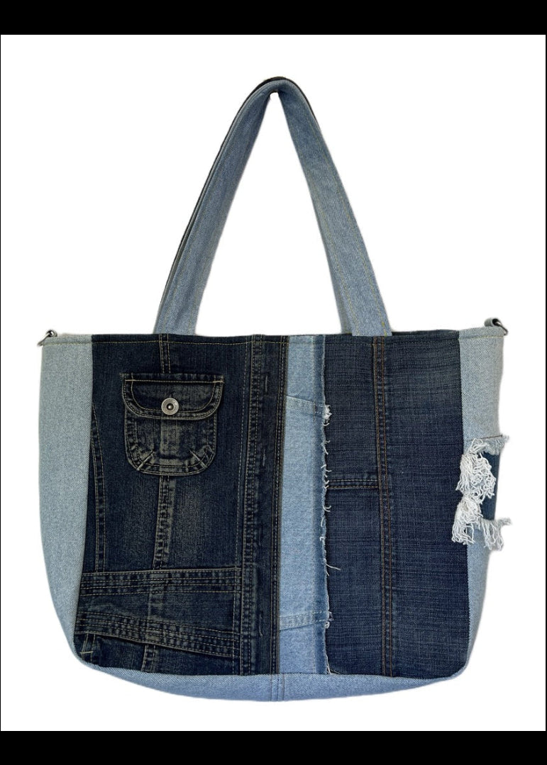 One-of-a-kind denim large tote bag 5 for women NZ