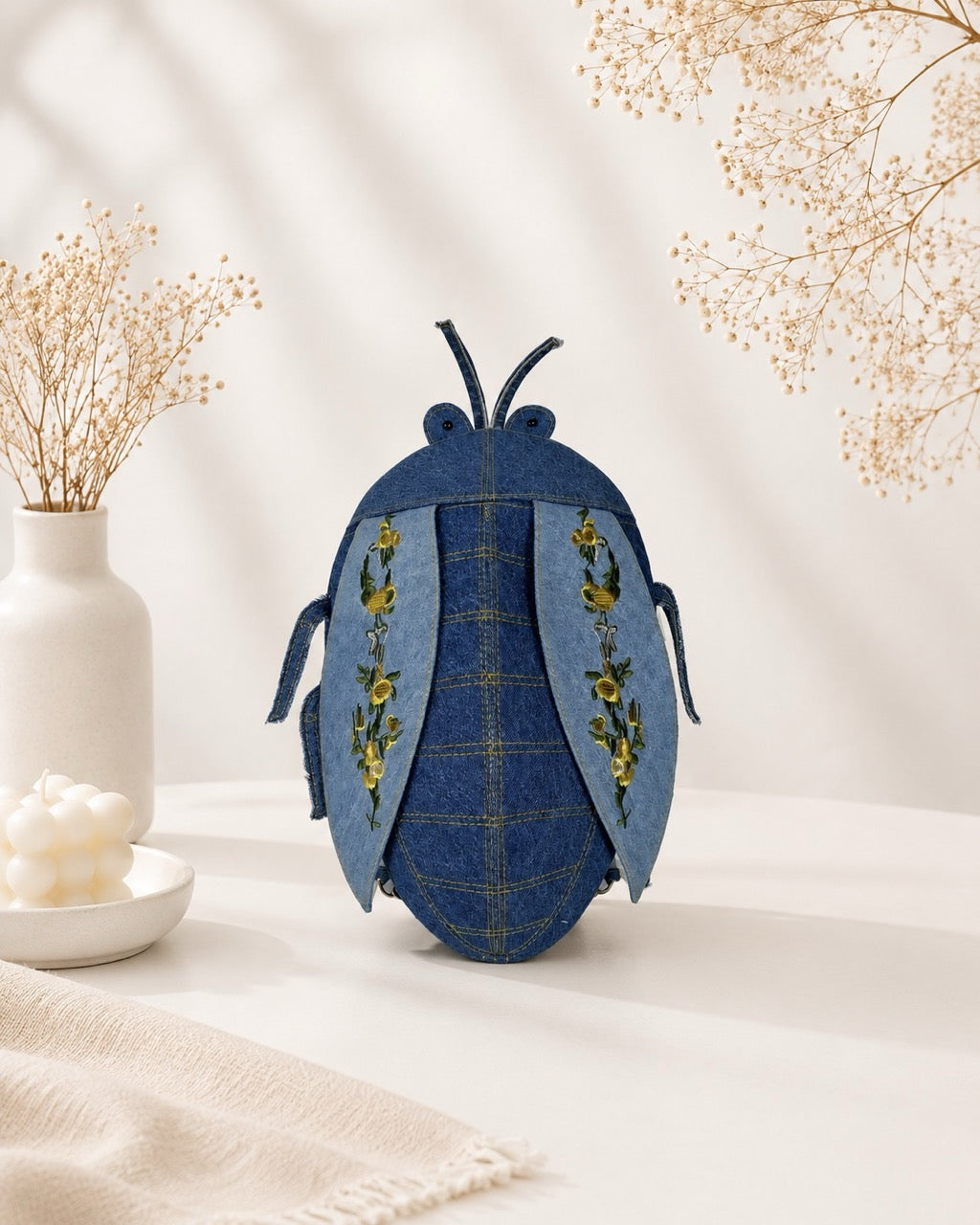 3D Cicada Backpack with Floral Embroidered Wings