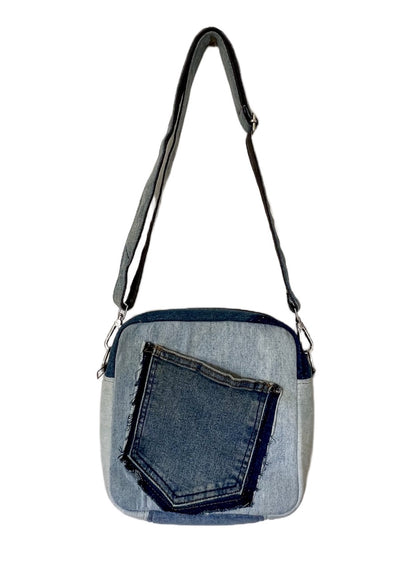 New design upcycled denim square bag 8b online bag NZ