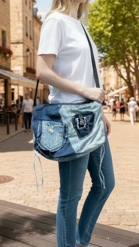 One-of-a-kind crossbody denim bag 3B - women's denim bag NZ online