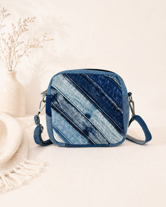 Denim square bag can wear as crossbody bag or shoulder bag - Available online at Cuty NZ