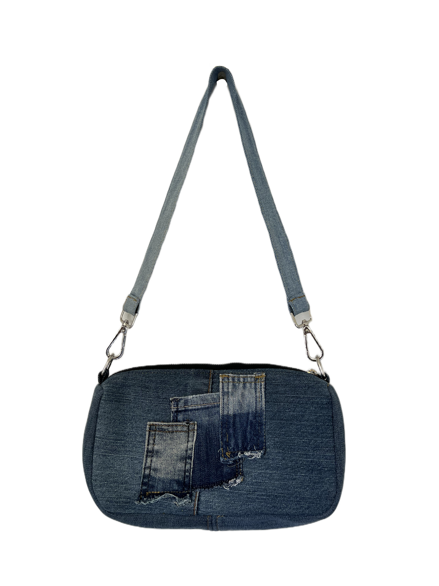 One-of-a-kind denim shoulder bag - back