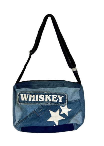 Unisex One-of-a-kind crossbody bag made from upcycled denim NZ online 3A