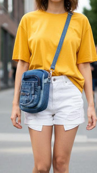 Unisex One-of-a-kind crossbody denim bag online NZ