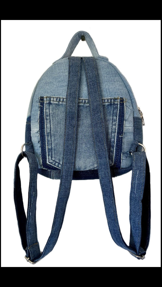 One-of-a-kind denim mini backpack - unisex backpack online