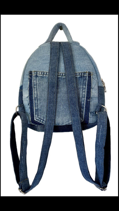 One-of-a-kind denim mini backpack - unisex backpack online