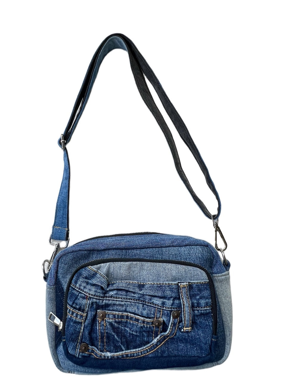 Unisex crossbody bag made from upcycled denim Auckland online