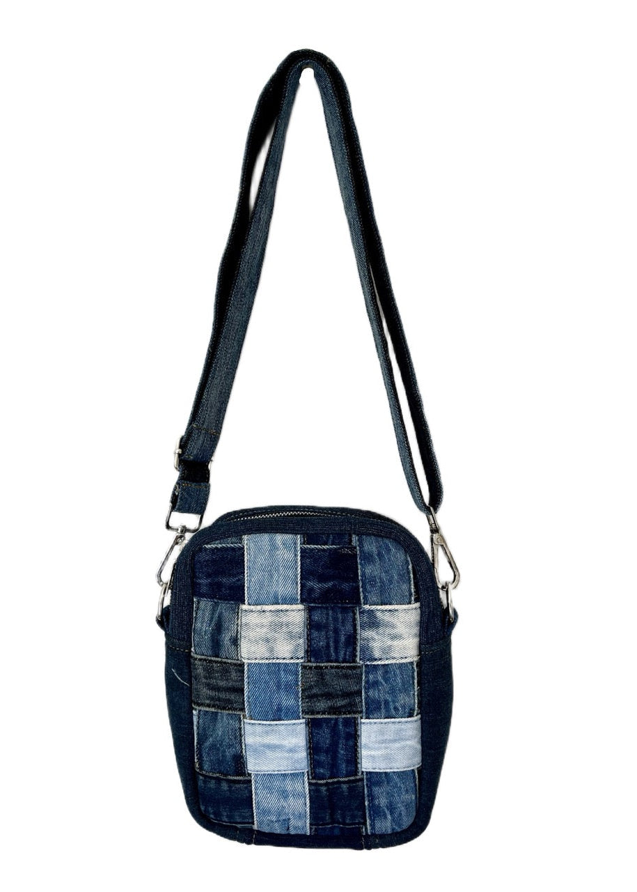 Unisex crossbody bag made from upcycled denim handmade online Auckland