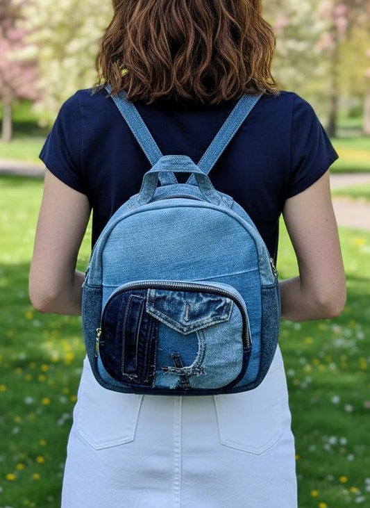Unisex Handmade denim backpack 3 New Zealand
