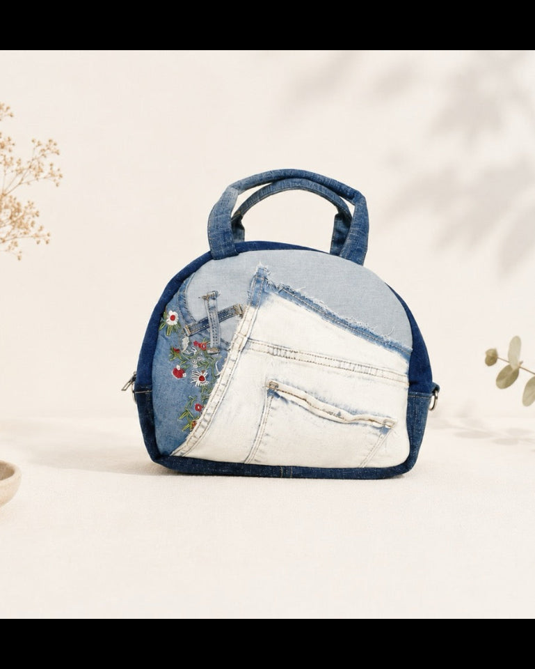 Unique handcrafted dome bag with adjustable strap allows to wear as handbag or crossbody bag