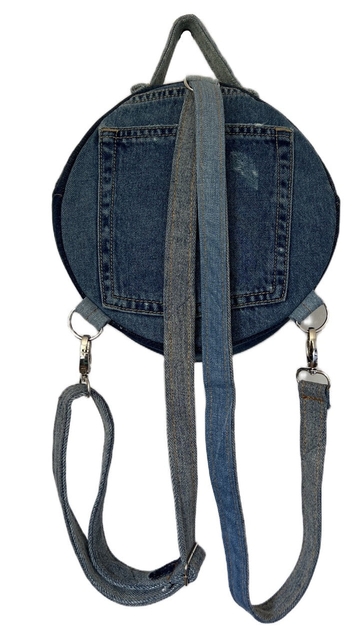 One-of-a-kind drum bag made from upcycled denim online New Zealand
