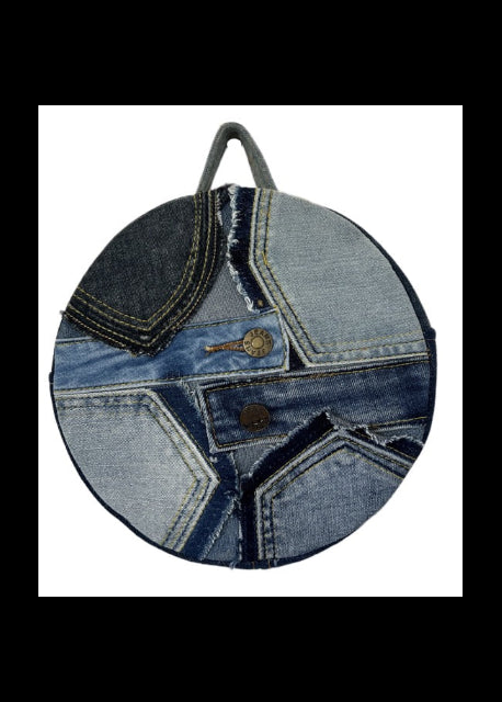 One-of-a-kind denim drum bag for ladies made from upcycled denim New Zealand online