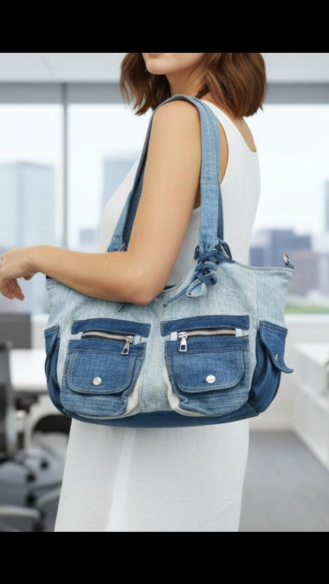 Unique denim shoulder bag Auckland online 