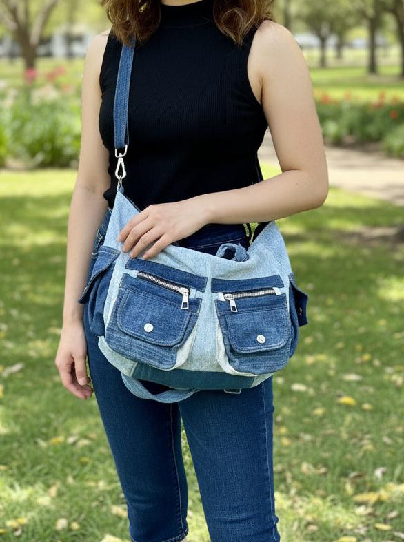 Handmade beautiful denim shoulder bag Auckland