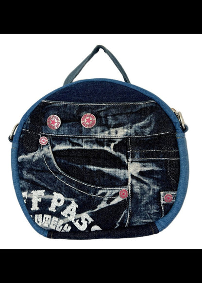 Handmade denim bag round shape for women Auckland 2