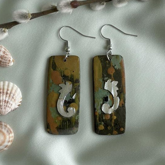 Green lacquer earrings online Auckland 