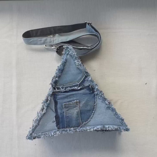 Unique triangle denim bag online Auckland 1D