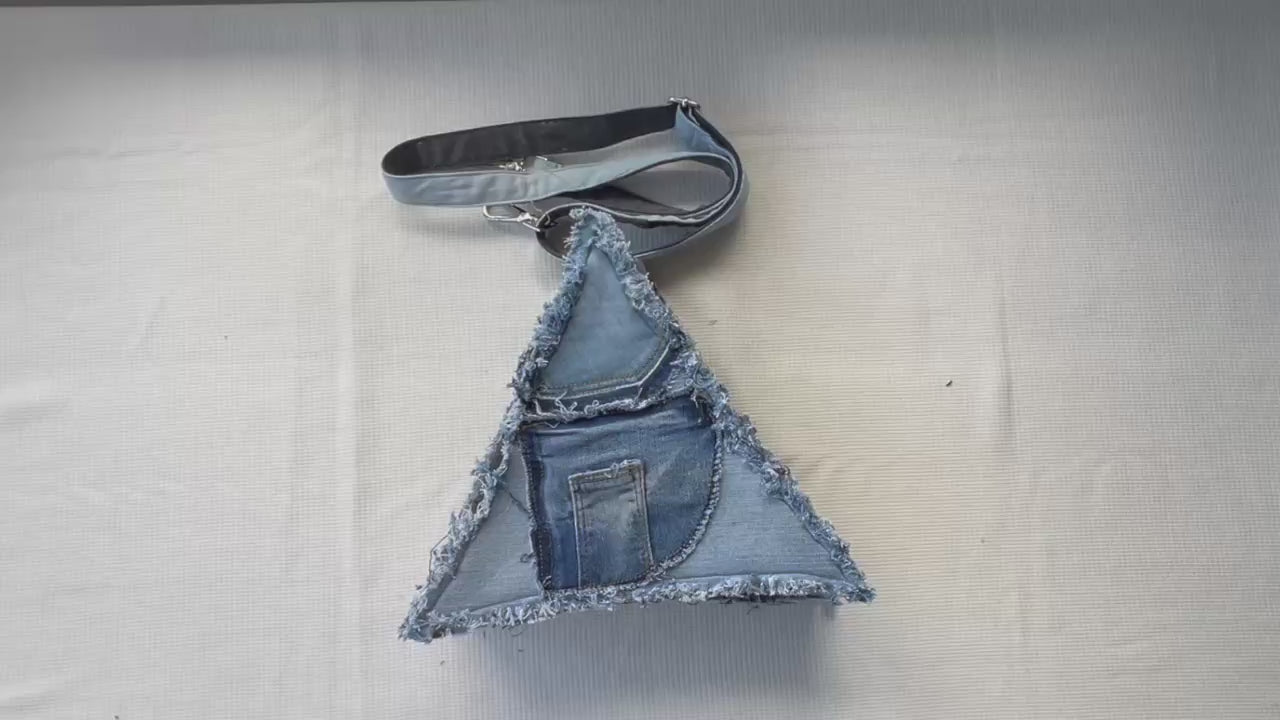 Unique triangle denim bag online Auckland 1D