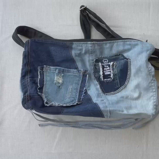 Unisex handmade denim crossbody bag unique online NZ