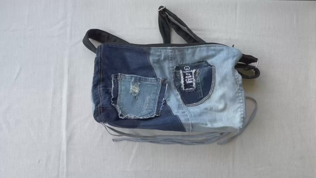 Unisex handmade denim crossbody bag unique online NZ