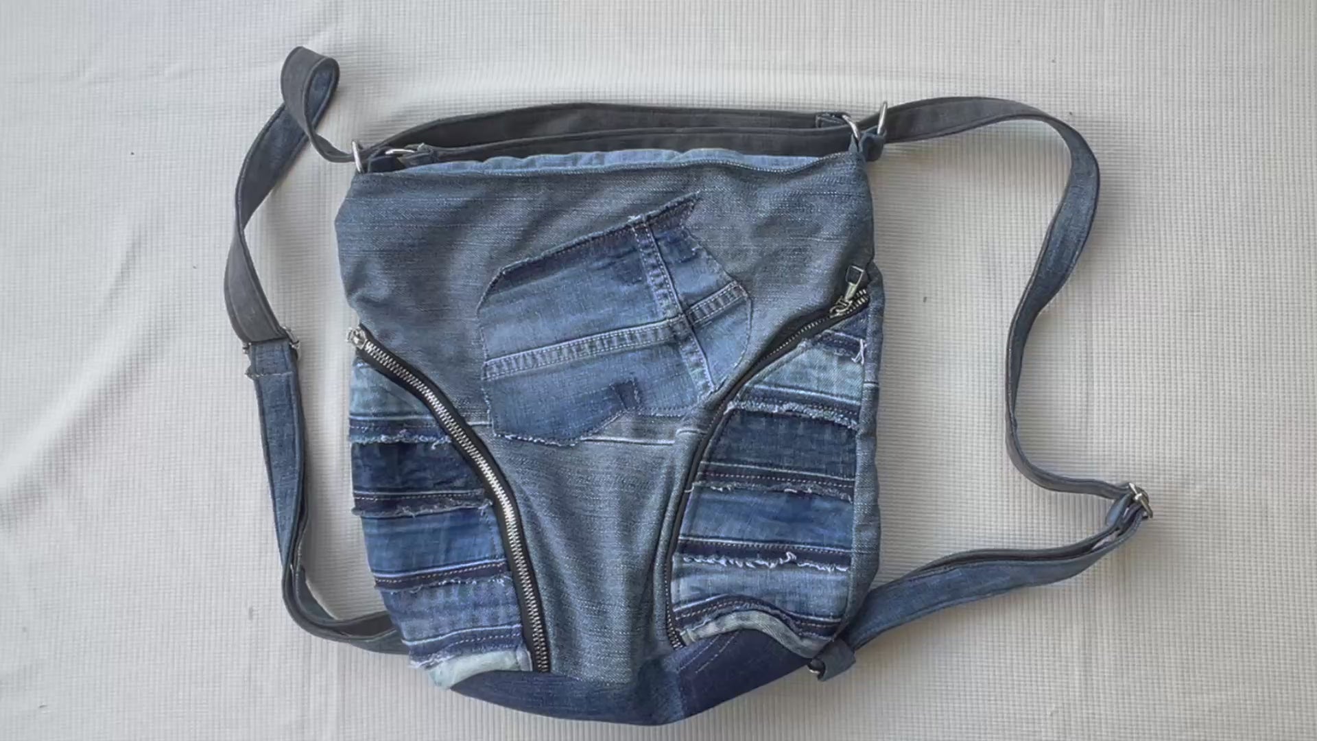 Upcycled denim backpack for woman NZ online