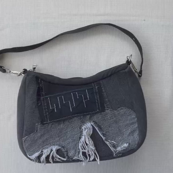 Denim shoulder bag in black Auckland New Zealand online