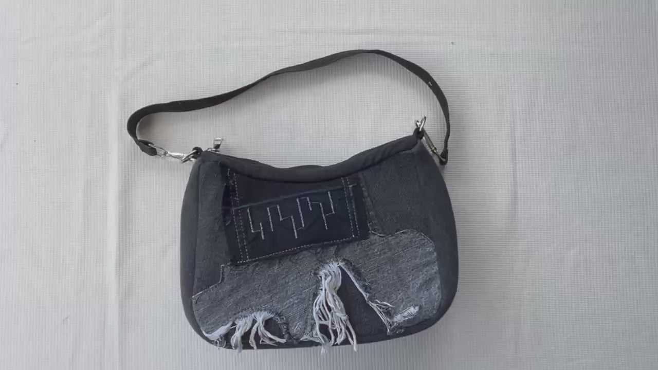 Denim shoulder bag in black Auckland New Zealand online