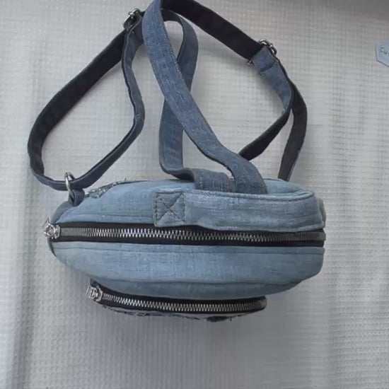 One-of-a-kind upcycled denim backpack - unisex backpack