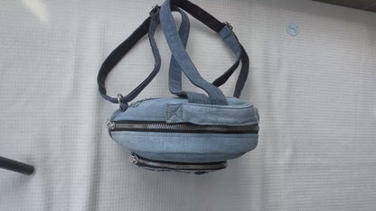 One-of-a-kind upcycled denim backpack - unisex backpack