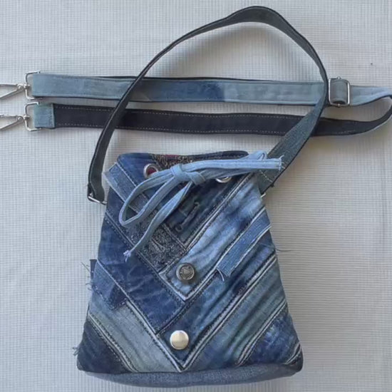 Unique handmade upcycled denim bucket 8A