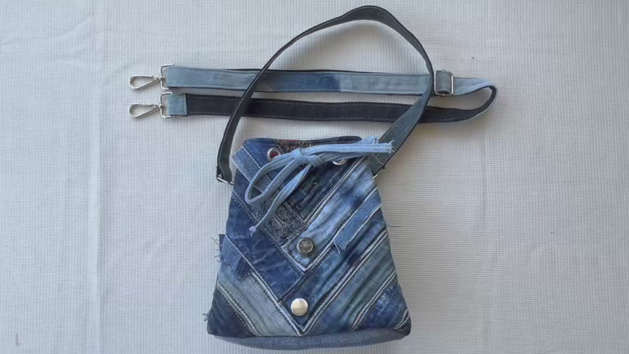 Unique handmade upcycled denim bucket 8A