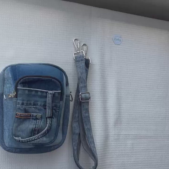 Unique handmade upcycled denim crossbody bag online across NZ 